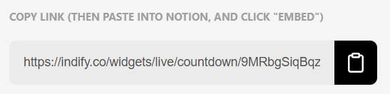 Le champ qui porte le lien du widget, a copier avant de le coller dans Notion.